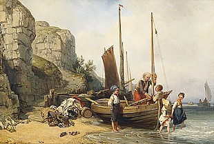 Charles Louis Mozin - Fisher at the beach