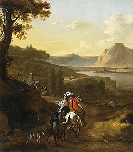 Adriaen van de Velde - Falconing in southern landscape