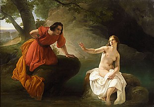 Deutscher Maler - Bathing nude girl and adolescent