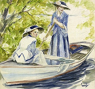 Edward Cucuel - Two ladies in a boat