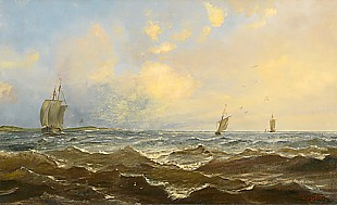Alessandro Castelli - Coast landscape with fishing boats