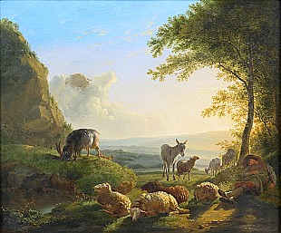 Balthasar Paul Ommeganck - Sunrise with sleeping sheperd