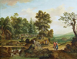 Johannes van Ravenswaay - summer landscape with watermill at a stream