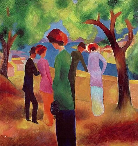 August Macke - Lady wearing a green jacket