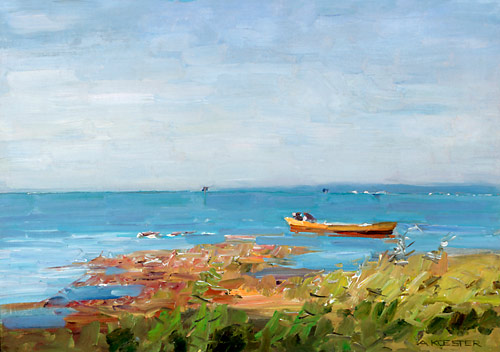 Alexander Koester - Lake with a little rowing boat
