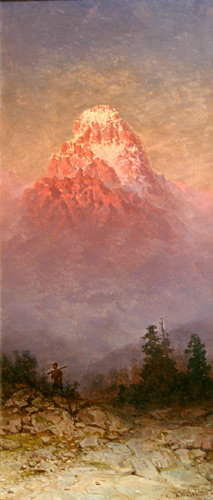 K. Sankowskij - Landscape in the higher mountains with hunter