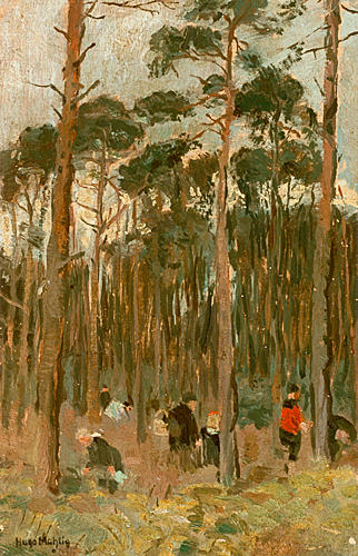 Hugo Mühlig - mushron foray in a pinewood