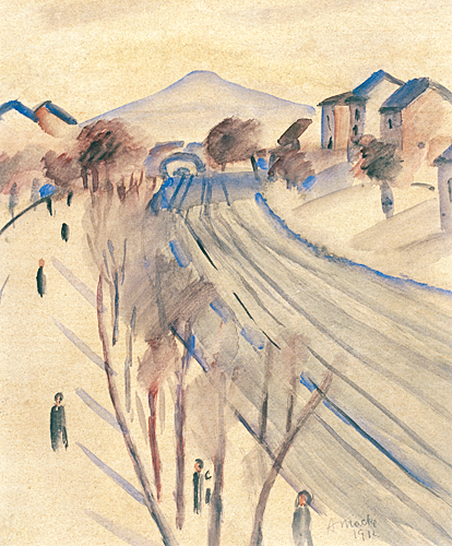 August Macke - Oilmountain with track