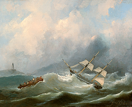 Govert van Emmerik - Sail ship on stormy sea