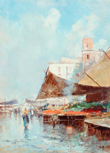 Oscar Ricciardi - Scene at a market in Naples