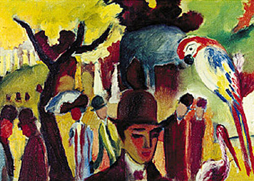 August Macke - Small zoological garden in brown and yellow