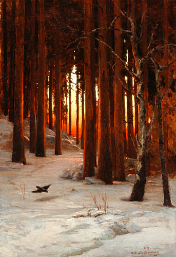 Nikolai Dobrowolsky - Snowy clearing in the evening
