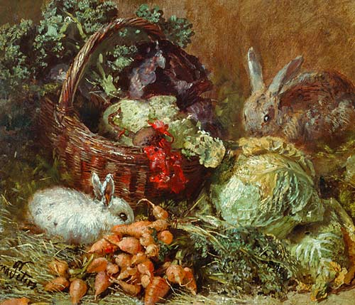 Anna Peters - Still life with a kitchen and rabbits