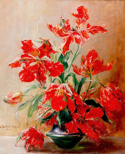 Georg Fischer-Elpons - Still life with bloomed tulips