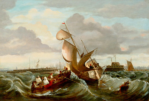 Waldemar Knoll - Stormy water with shrinking boats