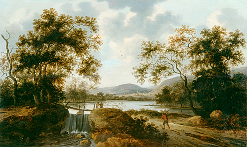 Peter Cosyn - Stream landscape with wanderer