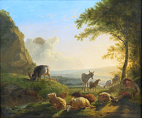 Balthasar Paul Ommeganck - Sunrise with sleeping sheperd