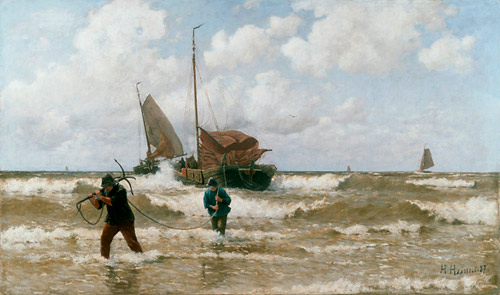 Heinrich Heimes - The arrival of the fisher boats