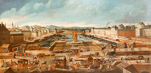 französ. Maler - The horsemen statue of Henri IV. at the Pont Neuf in Paris