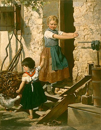 Gustav August Hessl - The little goose keeper