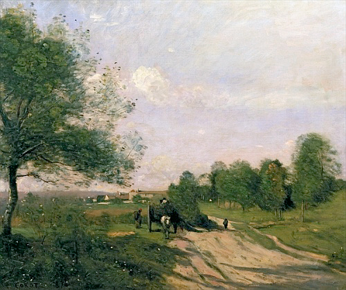 Jean Baptiste Camille Corot - The Wagon, Souvenir of Saintry