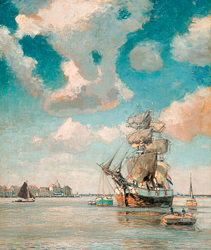 Heinrich Hermanns - Three-master in a dutch port