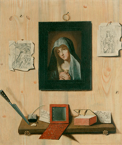 Andrea Domenico Remps - Trompe-l´oeil-Still life with madonna
