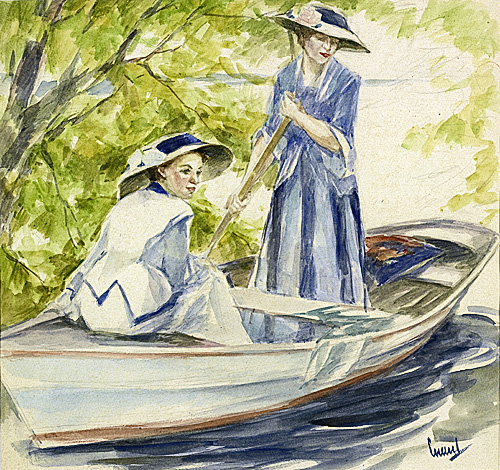 Edward Cucuel - Two ladies in a boat