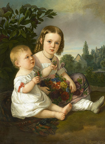 Joseph Lavos - Two little sisters in the garden