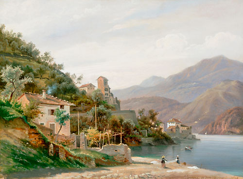 deutsch. Landschaftsmaler - Varenna at Comer Lake