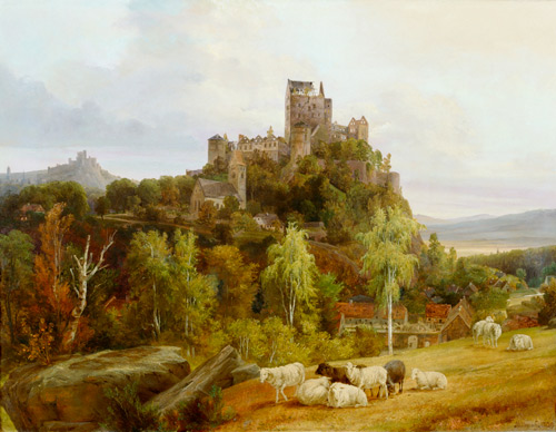 August Wilhelm Ahlborn - View at a castle in Bolkenhain in Silesia