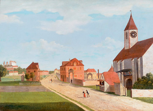 süddeutsch. Maler - View of Freising as a pictures clock